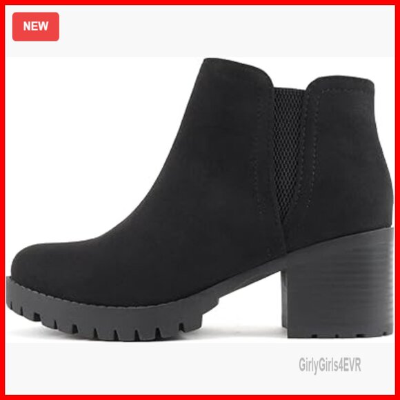 Lug Sole Ankle Boots with Side Zipper Platform Heel